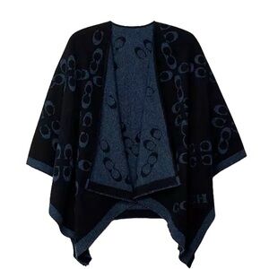 NWT Coach Signature Poncho BLACK/MIDNIGHT NAVY